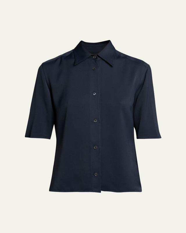 Jil Sander Short-Sleeve Viscose Button-Down Shirt
