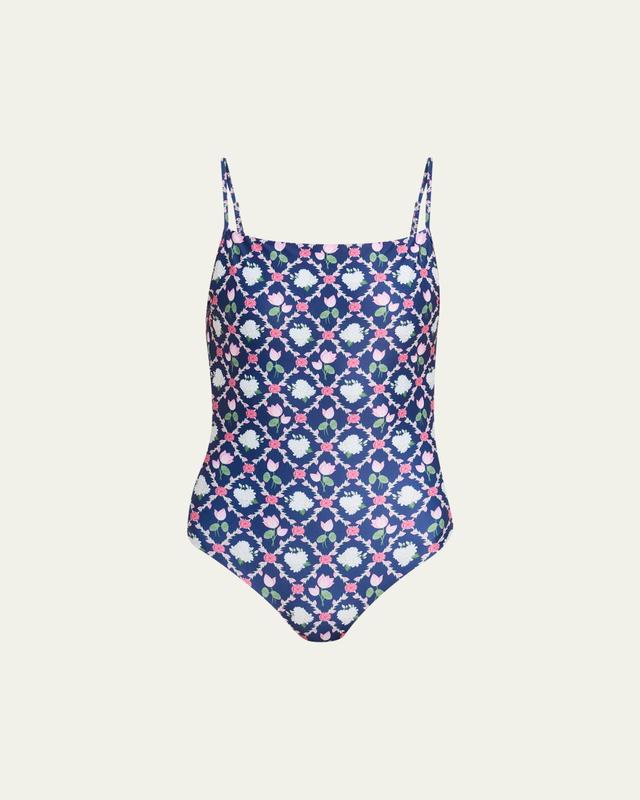 Verandah Floral Square-Neck One-Piece Swimsuit
