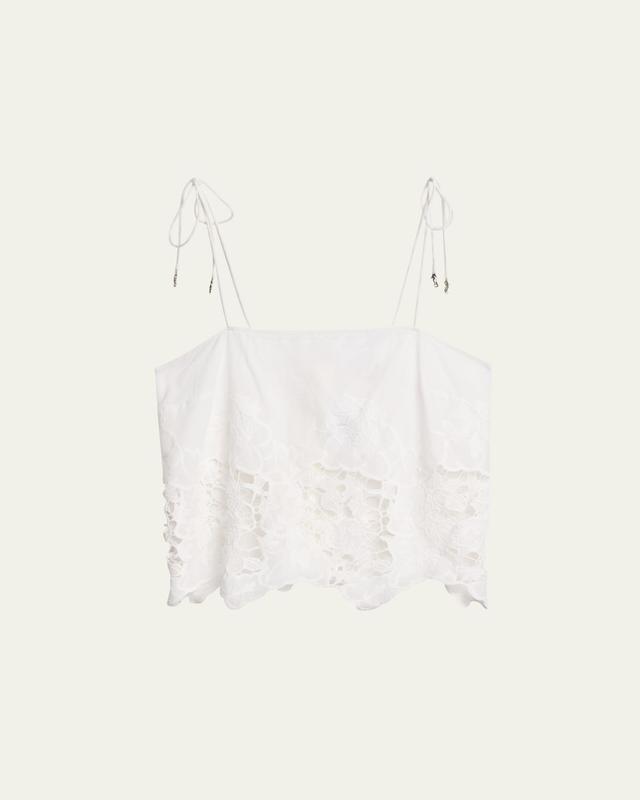 Ronny Kobo Blaire Floral-Embroidered Cotton Top