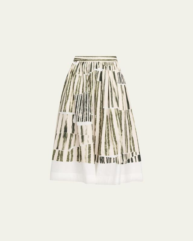 Jason Wu Collection Stripe Collage A-Line Midi Skirt