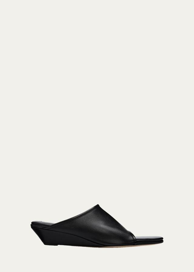75mm Stretch Leather Wedge Mules
