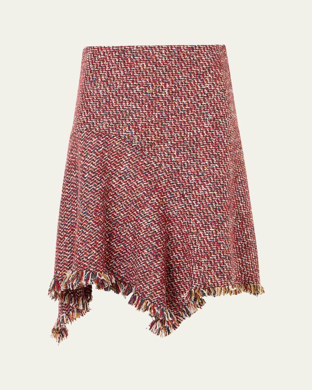 Akris punto Fringed Wool-Blend Tweed Asymmetric Skirt
