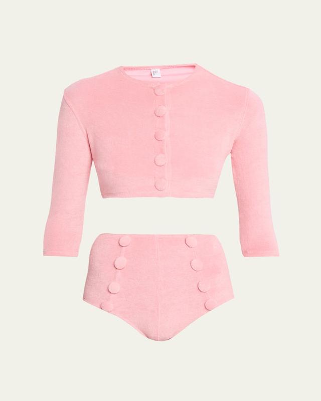 Lisa Marie Fernandez Terry Cloth Cropped Cardigan