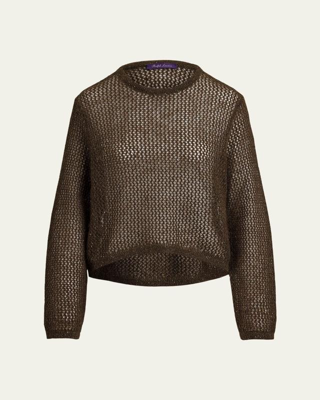 Ralph Lauren Collection Metallic Mesh Boatneck Sweater