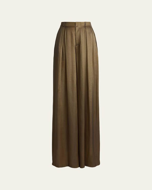 Metallic Lightweight Lame Wide-Leg Trousers