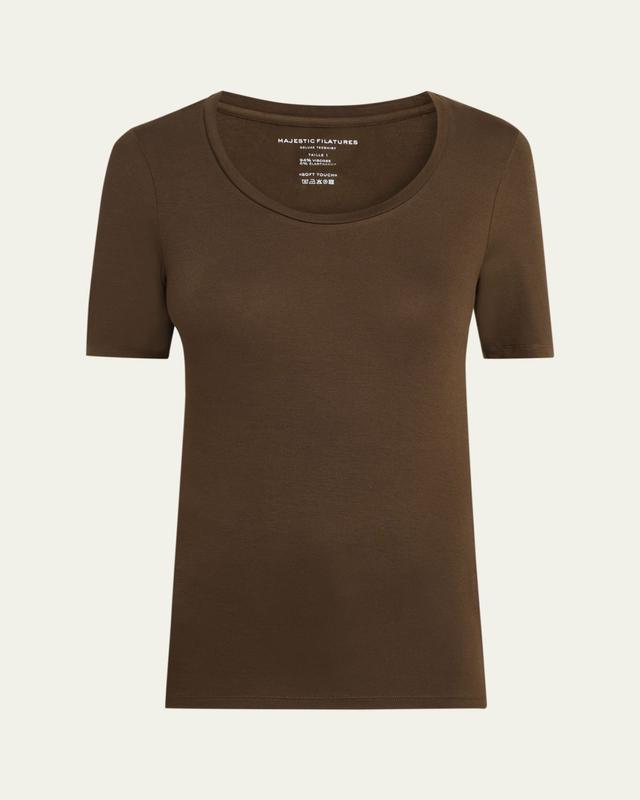 Elbow-Sleeve Scoop-Neck Shirt