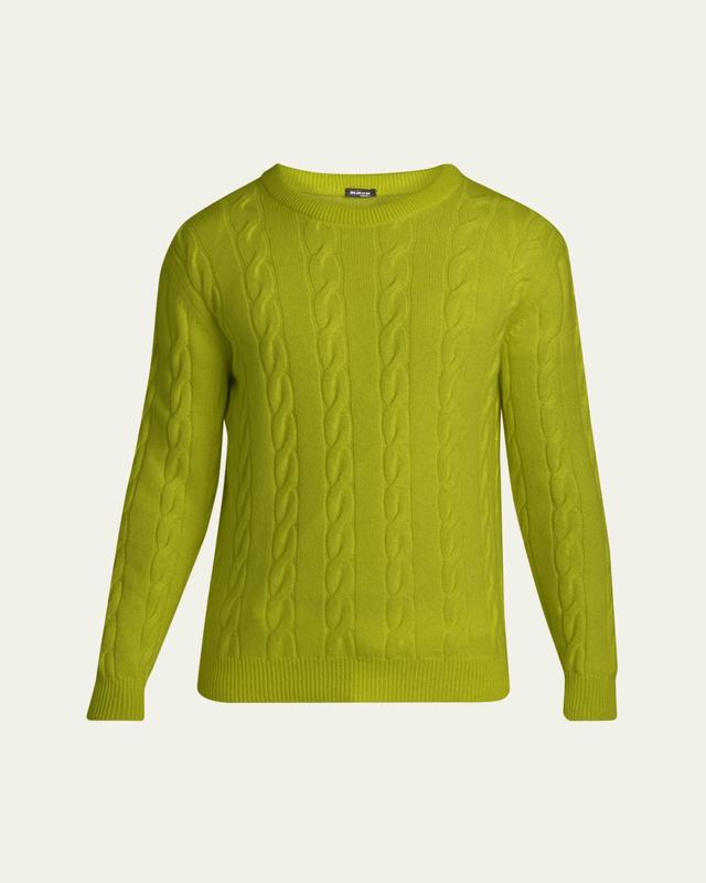 Kiton Men's 3-Ply Cashere Cable Knit Crewneck Sweater