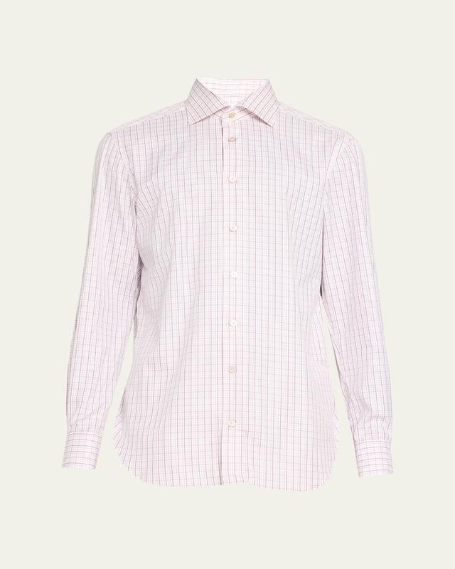 Kiton Men's Mini Check Cotton Sport Shirt