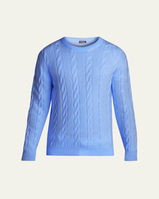 Kiton Men's 3-Ply Cashmere Cable Knit Crewneck Sweater