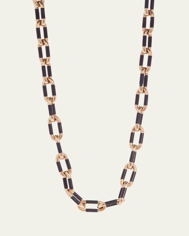 Sidney Garber 18K Yellow Gold Ebony Oval Link Necklace