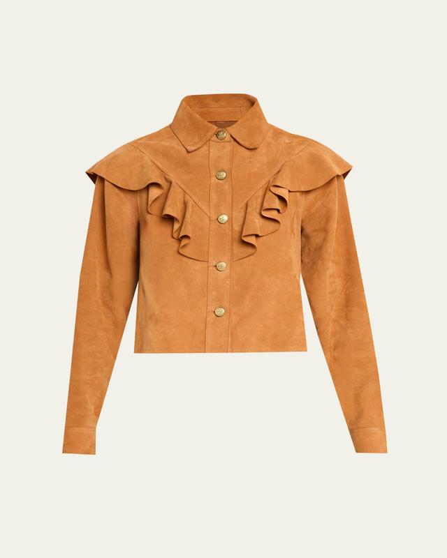 Ulla Johnson Matilde Ruffle Suede Jacket