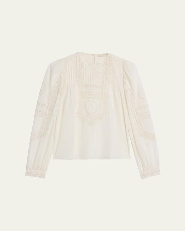 Ulla Johnson Marlowe Embroidered Long-Sleeve Blouse