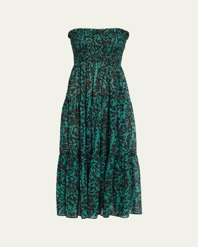 Lucca Smocked Strapless Midi Dress