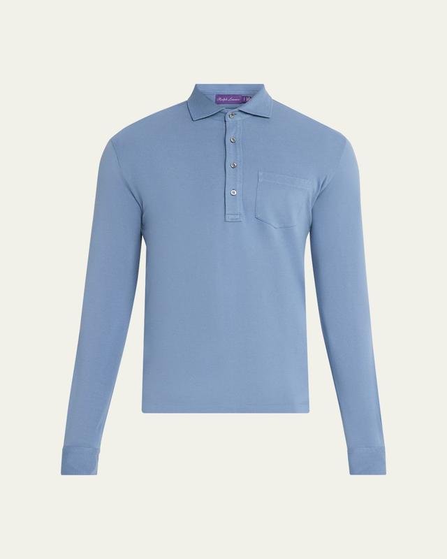 Ralph Lauren Purple Label Men's Cashmere and Silk Long-Sleeve Polo Shirt