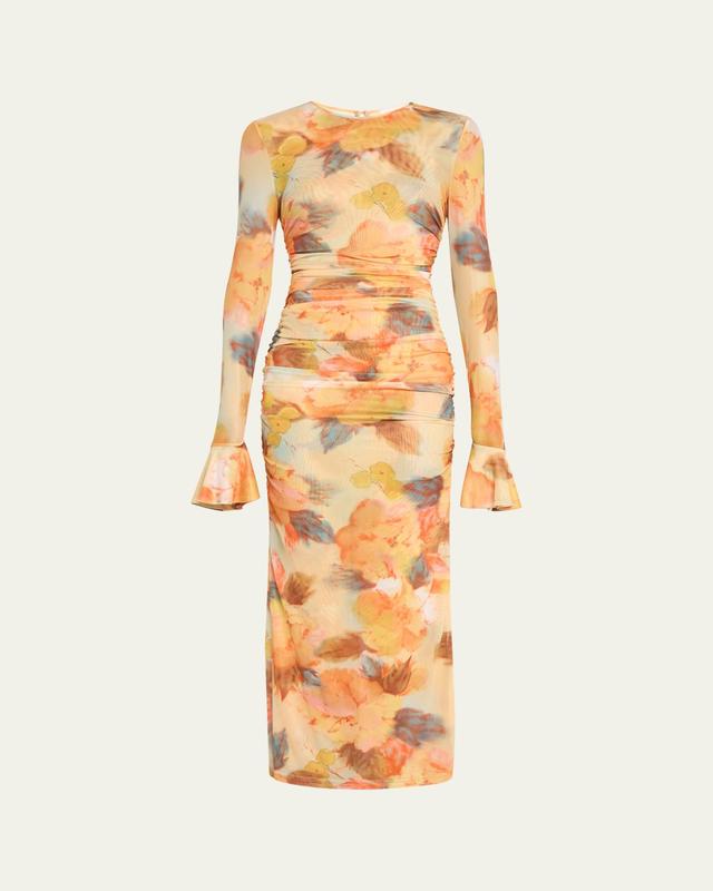 Cinq a Sept Neriah Watercolor Floral Mesh Maxi Dress