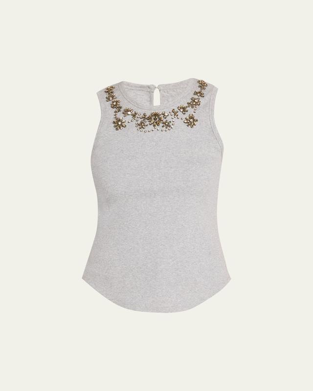 Cinq a Sept Crystal Lattice Tank Top
