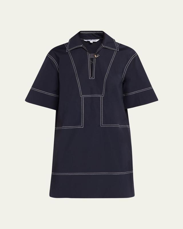 Veronica Beard Phelix Cotton Poplin Mini Tunic Dress