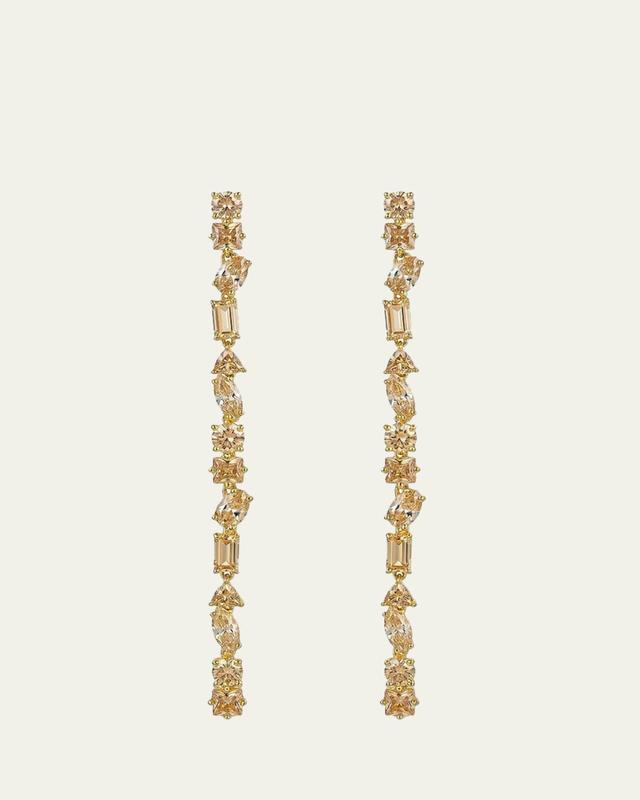 Julie 14K Gold Vermeil Cubic Zirconia Large Linear Earrings