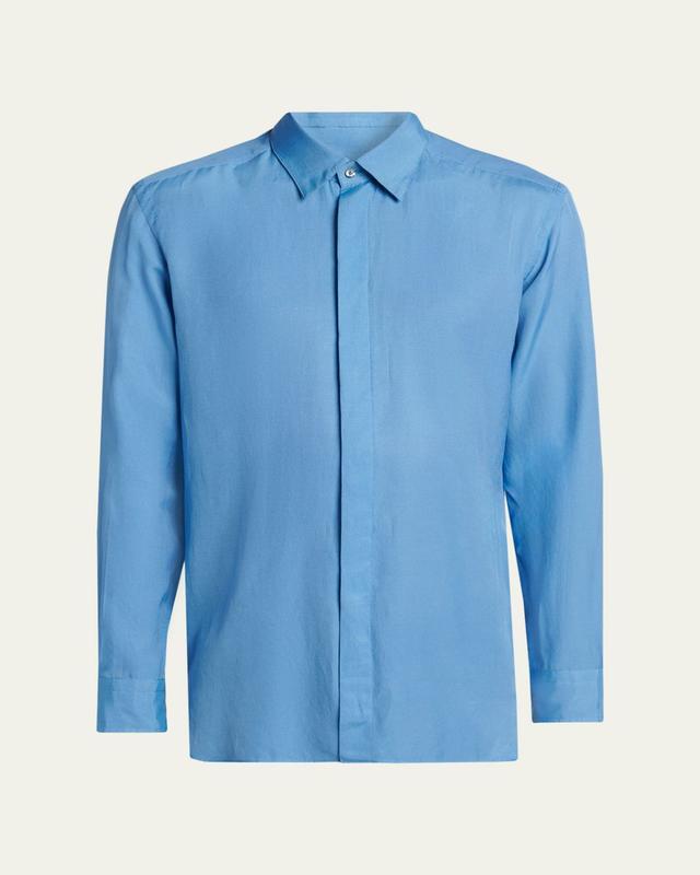 TOM FORD Men's Cotton and Silk Washed Twill Sport Shirt
