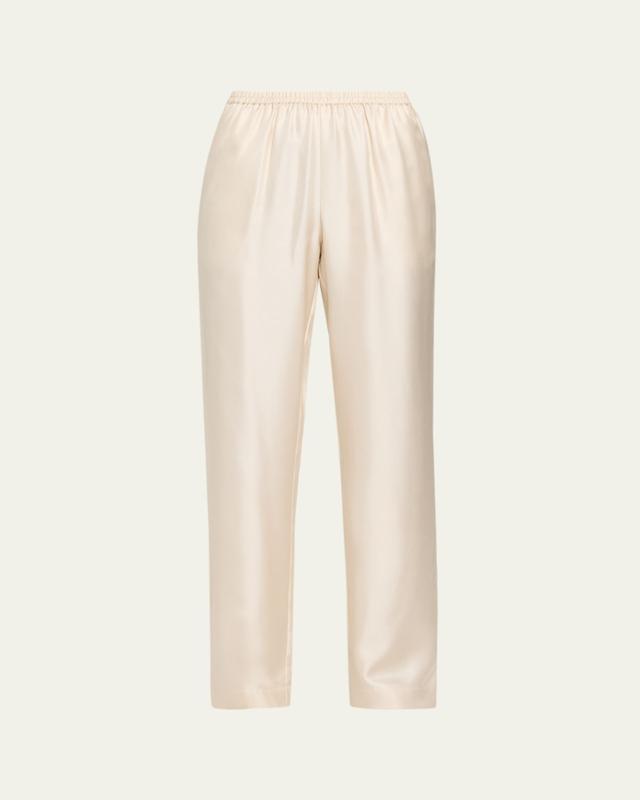 Loulou De Saison Alera Silk Straight-Leg Pull-On Pants