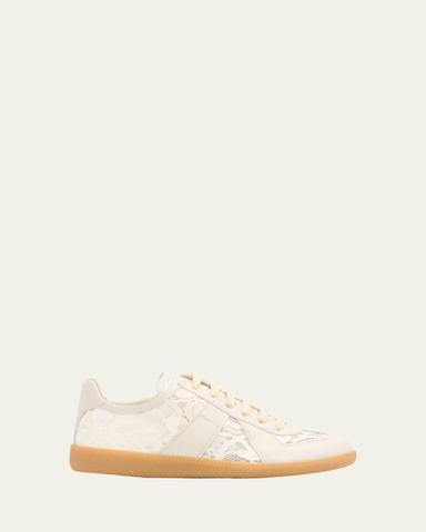 Maison Margiela Replica Lace and Leather Low-Top Sneakers | Thumbnail 1
