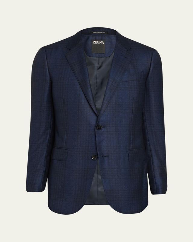 ZEGNA Men's Cashmere and Silk Check Single-Breasted Sport Coat