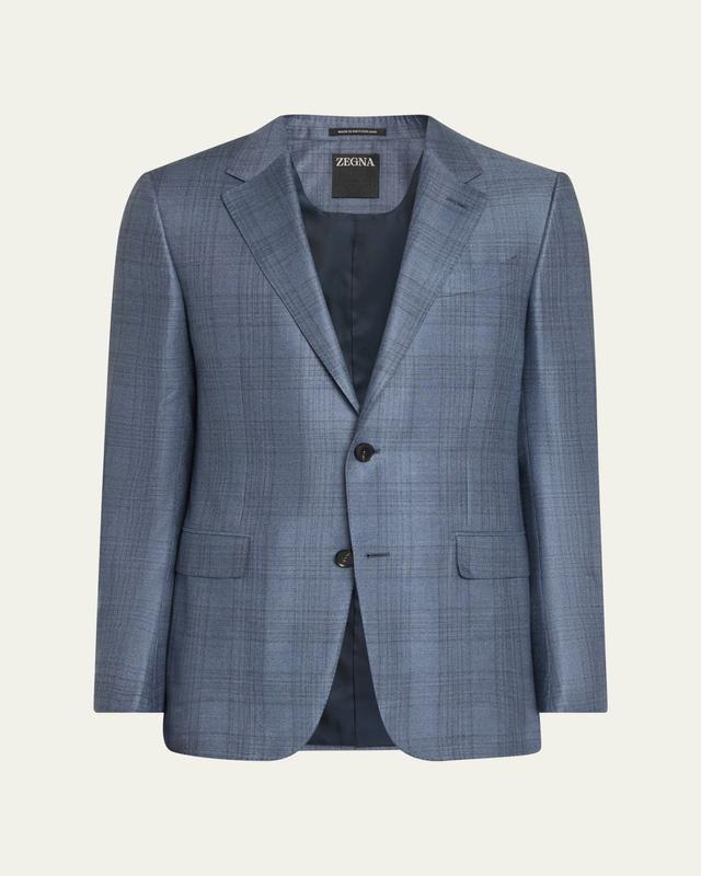 ZEGNA Men's Cashmere and Silk Plaid Sport Coat