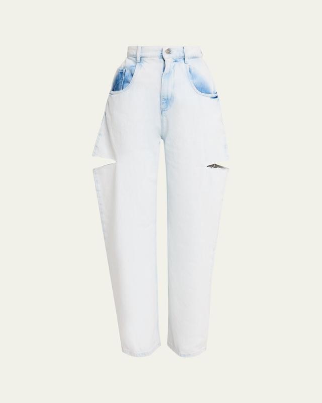 MM6 Maison Margiela Cutout Bleached Barrel-Leg Jeans
