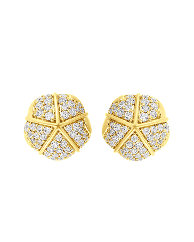 ALMASIKA 18K Yellow Gold Terra Nova Grande Pave Stud Earrings with White Diamonds | Thumbnail 2