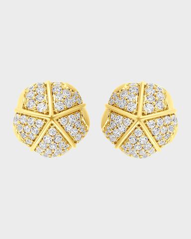 ALMASIKA 18K Yellow Gold Terra Nova Grande Pave Stud Earrings with White Diamonds | Thumbnail 1