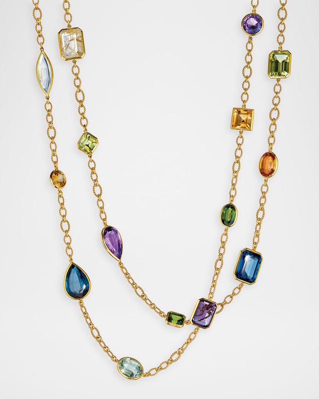 18K Yellow Gold Confetti Necklace with Mixed Gems