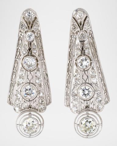 NM Estate Estate Platinum Diamond Art Deco Dangle Earrings | Thumbnail 1