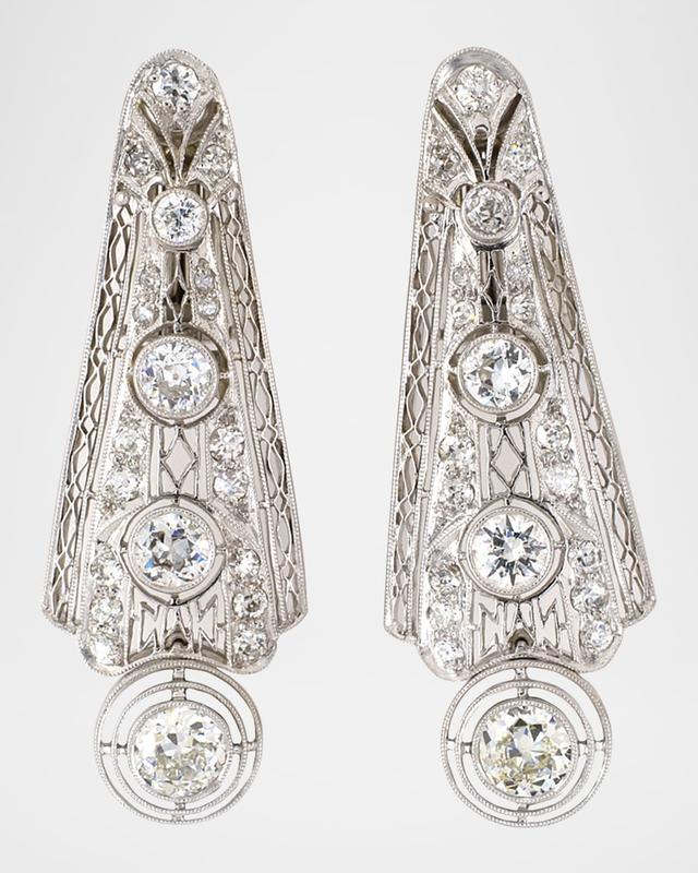 Estate Platinum Diamond Art Deco Dangle Earrings