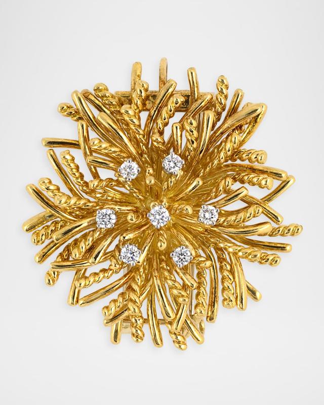 Estate Tiffany & Co. 18K Yellow Gold Diamond Spray Thistle Pin Pendant