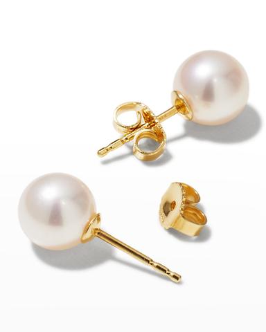 Assael Akoya Cultured 18K Yellow Gold Pearl Stud Earrings | Thumbnail 3
