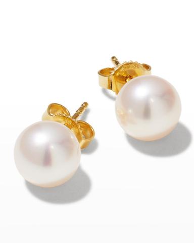 Assael Akoya Cultured 18K Yellow Gold Pearl Stud Earrings | Thumbnail 4