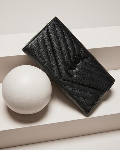 Saint Laurent YSL Monogram Large Flap Wallet in Grained Leather | Thumbnail 4