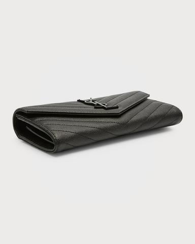 Saint Laurent YSL Monogram Large Flap Wallet in Grained Leather | Thumbnail 9