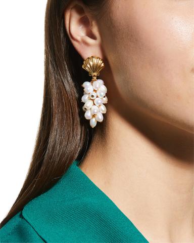 Kenneth Jay Lane Pearly Cluster Shell Earrings | Thumbnail 1