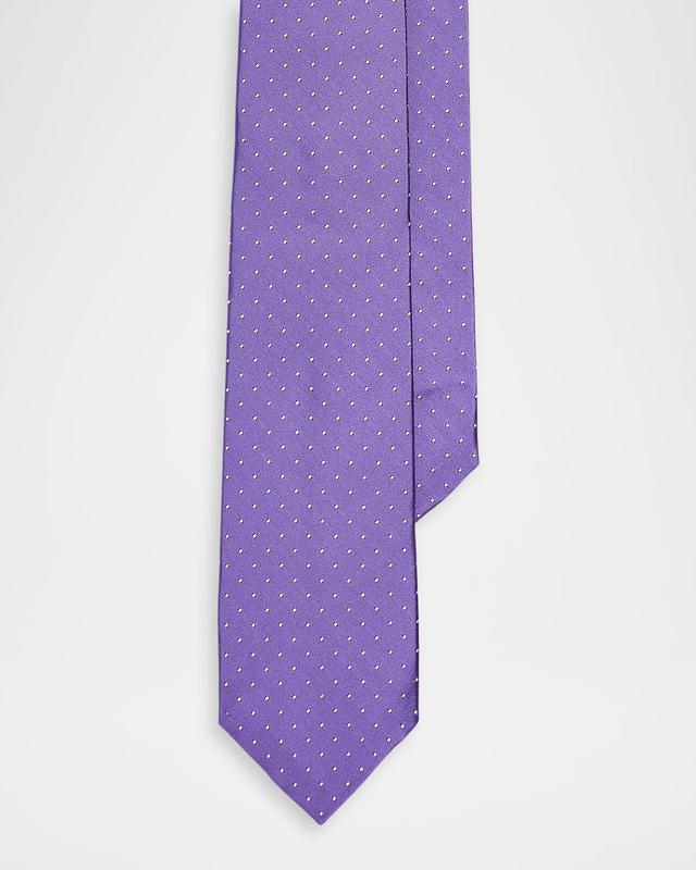 Ralph Lauren Purple Label Men 's Mulberry Silk Polka Dot Jacquard Tie