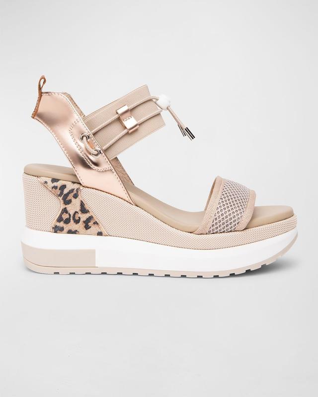 NeroGiardini Platform Wedge Sandals with Bungee Detail
