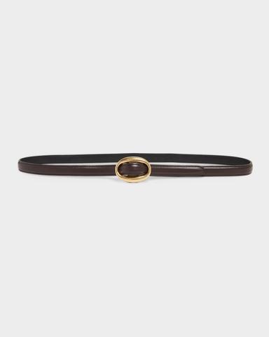 Saint Laurent Double Oval Skinny Leather Belt | Thumbnail 3