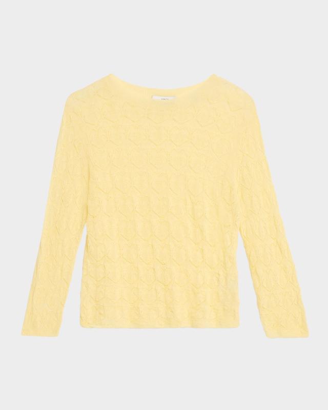 Vince Fine Lace 3/4-Sleeve Crewneck Top