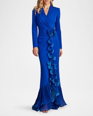 Tadashi Shoji Pleated Ruffle Trumpet Gown | Thumbnail 2