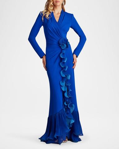 Tadashi Shoji Pleated Ruffle Trumpet Gown | Thumbnail 4