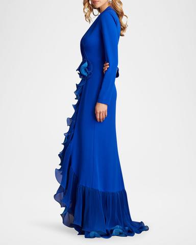 Tadashi Shoji Pleated Ruffle Trumpet Gown | Thumbnail 6