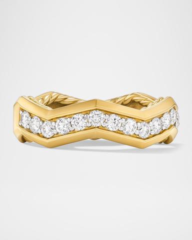 David Yurman Zig Zag Stax Ring with Diamonds in 18K Gold, 5mm | Thumbnail 2