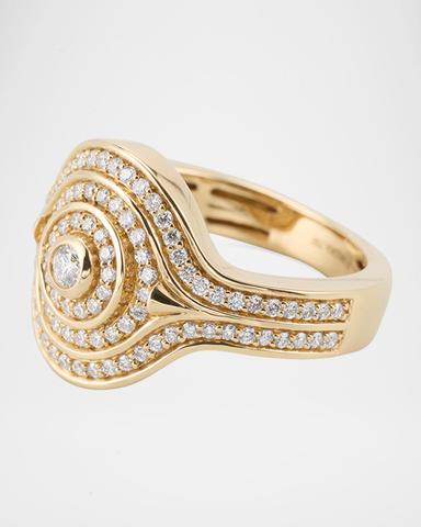 ALMASIKA 18K Yellow Gold Universum Pave Diamond Pinky Ring | Thumbnail 2