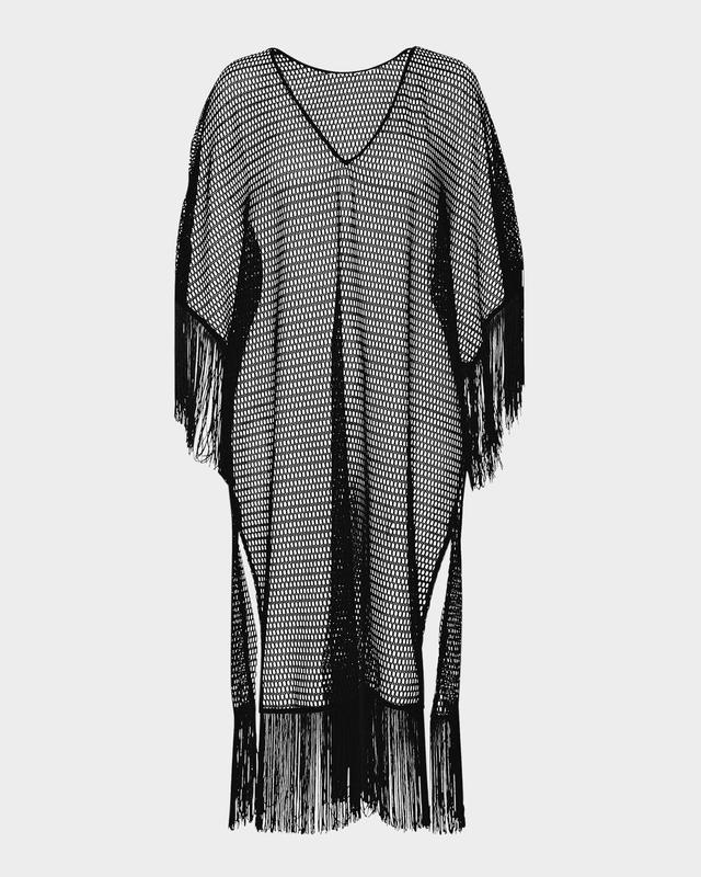 La Blanca Open-Knit Crochet Caftan Coverup