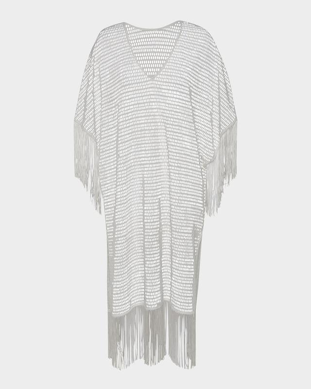 La Blanca Open-Knit Crochet Caftan Coverup
